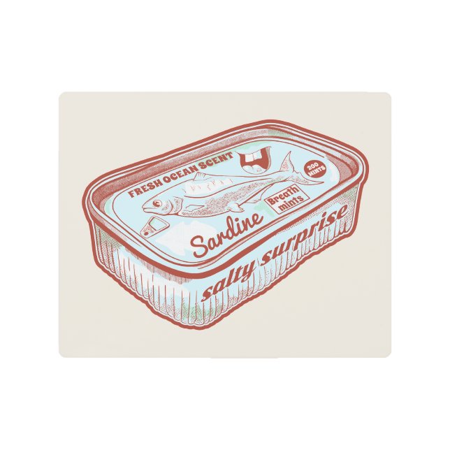 口臭おもしろいイワシ錫 メタルプリント (正面)