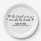 口論の卒業の紙皿の価値を持つ黒いふさ ペーパープレート (正面)