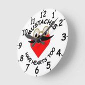 口髭にもハート ラウンド壁時計 (傾斜)