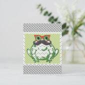 口髭のカエルと魚の眼鏡Artinspired ポストカード (スタンド正面)