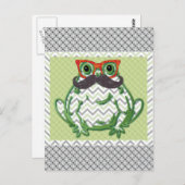 口髭のカエルと魚の眼鏡Artinspired ポストカード (正面/裏面)