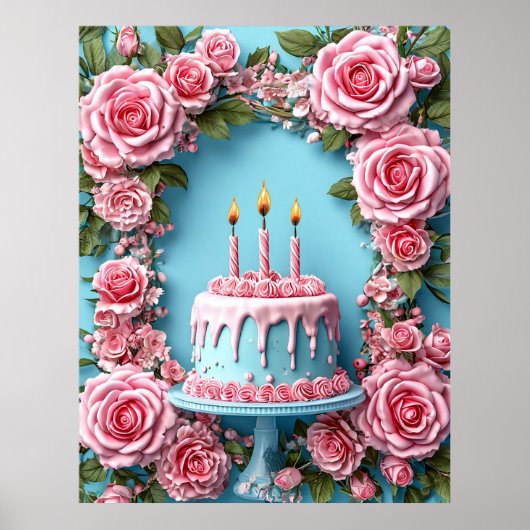 古いс誕生日アート ポスター (正面)