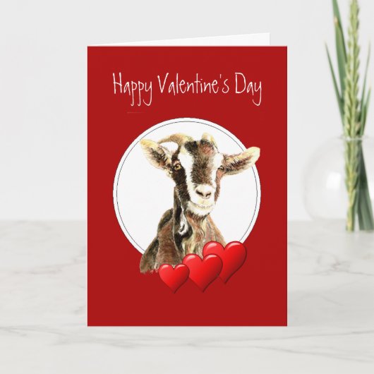 古いおもしろいヤギへのバレンタインの日、ユーモア シーズンカード (正面)