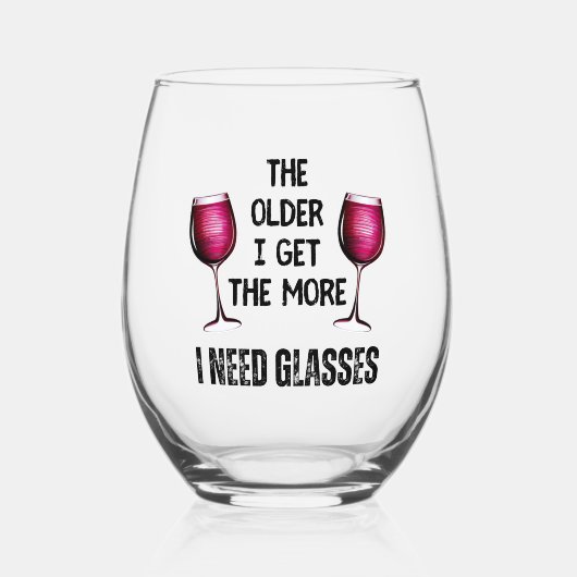 古いおもしろいユーモアのワインを手に入れる眼鏡引用文 ステムなしワイングラス (正面)
