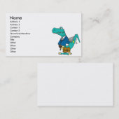 古いおもしろい恐竜のキャラクター 名刺 (正面/裏面)