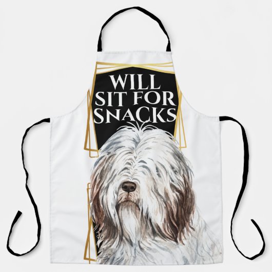 古いおもしろい羊飼いスナック水の色のアートのための座る エプロン (正面)