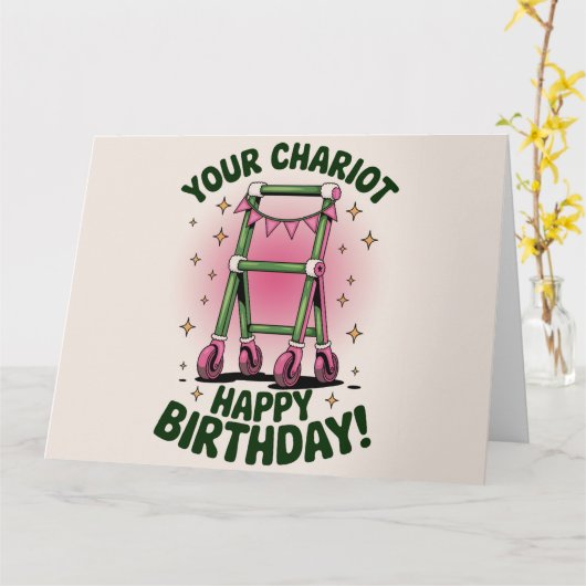 古いおもしろい誕生日ウォーカー誕生日の取得 カード (黄色い花)