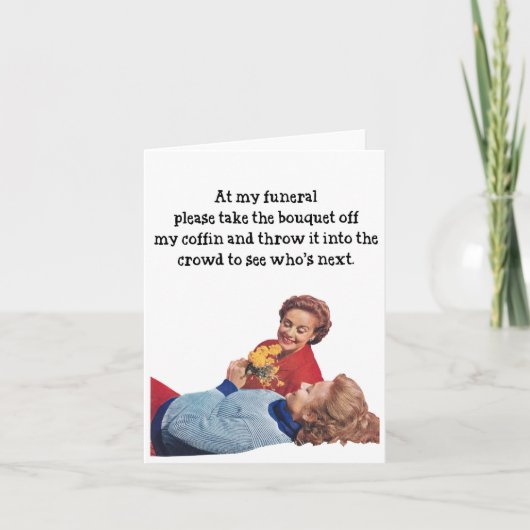 古いおもしろい誕生日グリーティングカードの葬儀 サンキューカード (正面)