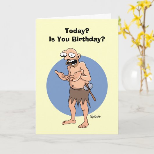 古いおもしろい誕生日 カード (黄色い花)