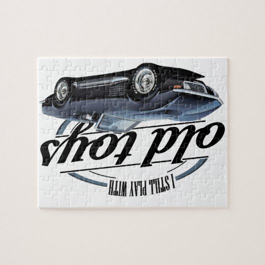 古いおもちゃの黒いvette ジグソーパズル (横)