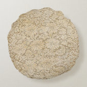 古いかぎ針編みのレースの花柄パターン + あなたのアイディア ラウンドクッション (裏面)