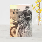 古いが良いヴィンテージバイク誕生日カード カード (黄色い花)