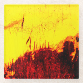 古いこはく色 ガラスコースター