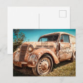 古いさびれた車の誕生日 1951年 おめでとう ポストカード (正面/裏面)