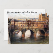 古いはがき – パルトニー橋、バス、サマーセット ポストカード (正面/裏面)