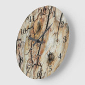 古いひび割れ木の天然木の樹皮写真 ラージ壁時計 (傾斜)