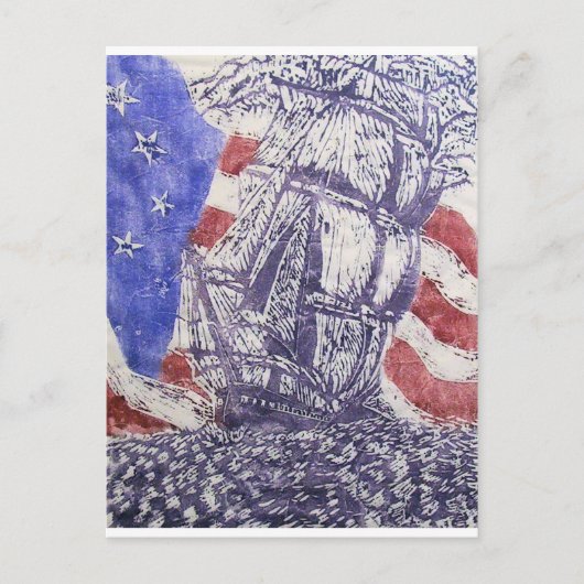 古いアイアンサイドウッドカットプリント ポストカード (正面)