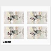 古いアイスファッションドスケーターのヴィンテージクリスマス 長方形シール (シート)