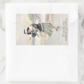 古いアイスファッションドスケーターのヴィンテージクリスマス 長方形シール (バッグ)