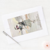 古いアイスファッションドスケーターのヴィンテージクリスマス 長方形シール (封筒)