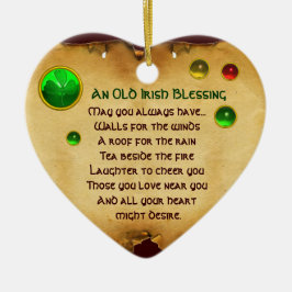 古いアイリッシュ賛美の幸運のハート交換 セラミックオーナメント