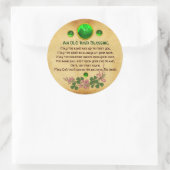 古いアイリッシュ賛美の羊皮紙、花と宝石 ラウンドシール (バッグ)