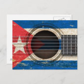 古いアコースティックギターとキューバ国旗 ポストカード (正面/裏面)