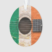 古いアコースティックギターのアイルランドの旗 オーナメント (正面)