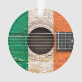 古いアコースティックギターのアイルランドの旗 オーナメント (正面)