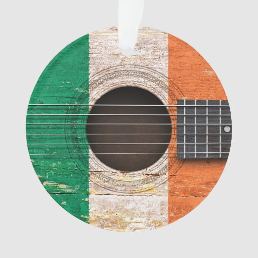 古いアコースティックギターのアイルランドの旗 オーナメント (正面)