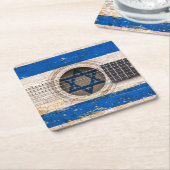 古いアコースティックギターのイスラエルの旗 スクエアペーパーコースター (アングル)