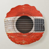 古いアコースティックギターのオーストリアの旗 ラウンドクッション (裏面)