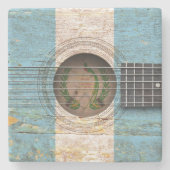 古いアコースティックギターのグアテマラの旗 ストーンコースター (正面)