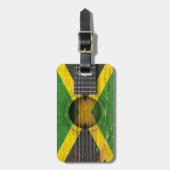 古いアコースティックギターのジャマイカの旗 ラゲッジタグ (正面縦)