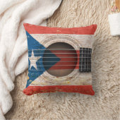 古いアコースティックギターのプエルトリコの旗 クッション (ブランケット)