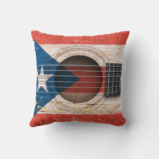 古いアコースティックギターのプエルトリコの旗 クッション (裏面)
