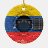 古いアコースティックギターのベネズエラの旗 セラミックオーナメント (正面)