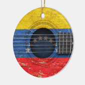古いアコースティックギターのベネズエラの旗 セラミックオーナメント (左)