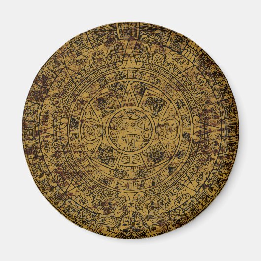 古いアステカ太陽石カレンダー マグネット (正面)