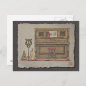 古いアップライトピアノ ポストカード (正面/裏面)