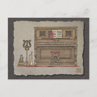 古いアップライトピアノ ポストカード