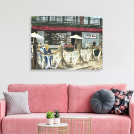 古いアップルボックスカフェ水色Petaluma+Calif、 キャンバスプリント