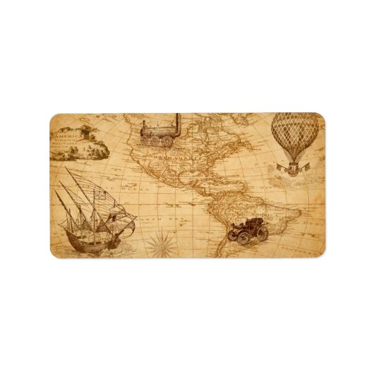 古いアメリカの地図 ラベル (正面)