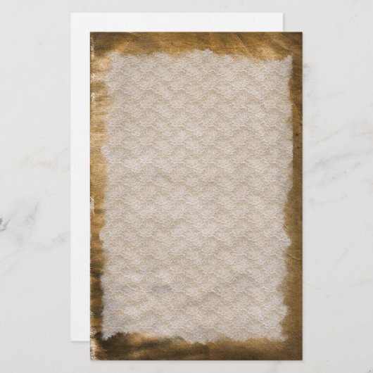 古いアンティークにしわのあるステンドステーショナリー 便箋 (正面/裏面)