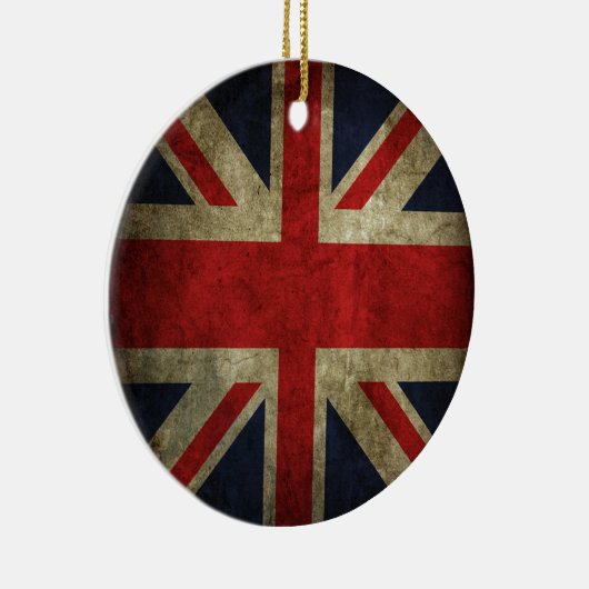 古いアンティークのイギリスのイギリスの英国国旗の旗 セラミックオーナメント (右)