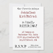 古いアンティーククラシックカーリタイアメント招待状 招待状 (裏面)