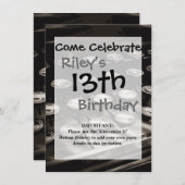 古いアンティークタイプライタ鍵白黒 招待状 (正面/裏面)