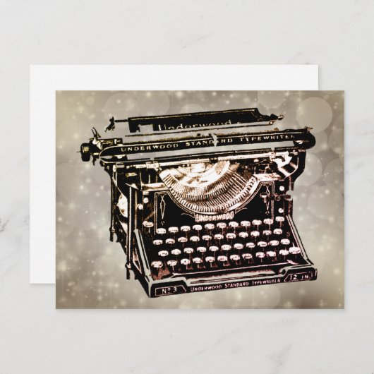 古いアンティークヴィンテージタイプライター ポストカード (正面/裏面)