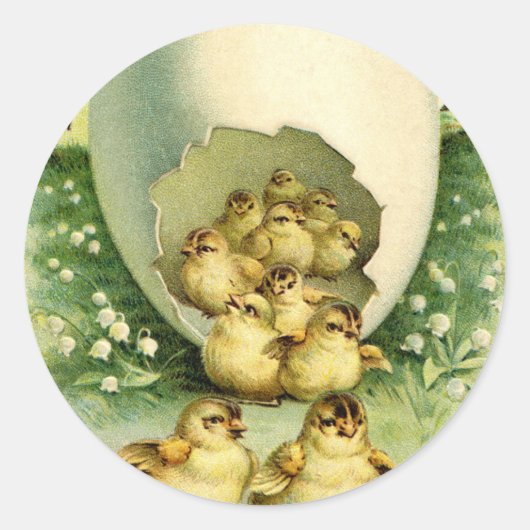 古いアンティークヴィンテージハッピーイースターウィッシュ挨拶 ラウンドシール (正面)