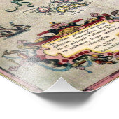 古いアンティーク1584レプリカからのアゾレス諸島の地図 フォトプリント            (角)